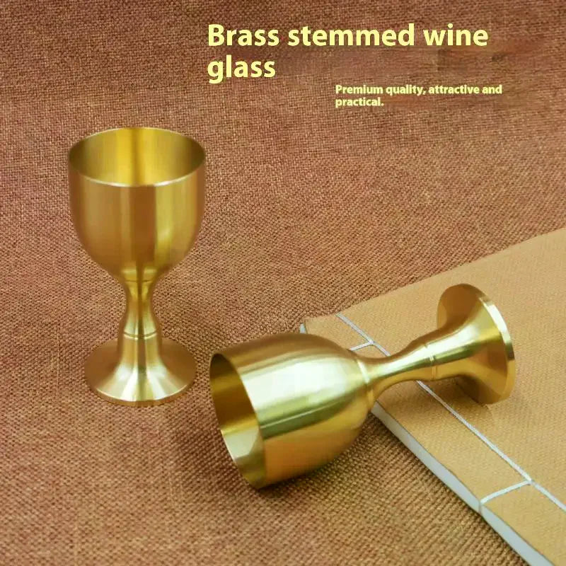 Brass Wine Glass Goblet Tabletop Mini Shot Copper Crafts Red White Wine Trumpet Copper Decoration for Restaurant Oasis Select