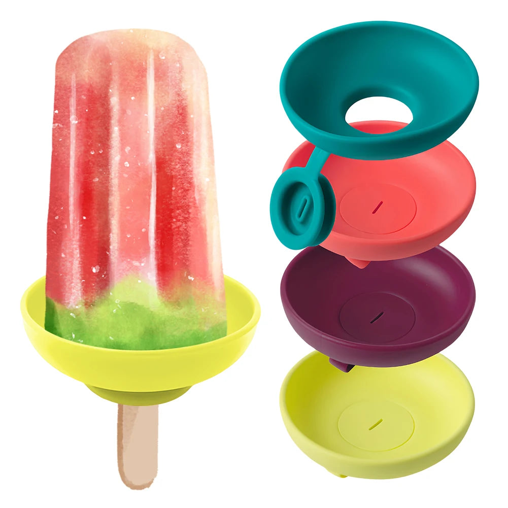 5Pcs Kids Drip Proof Popsicle Rack Reusable Mess-Free Frozen Treats Holder for Summer Days Silicone Anti-Drip Ice Cream Bracket Oasis Select