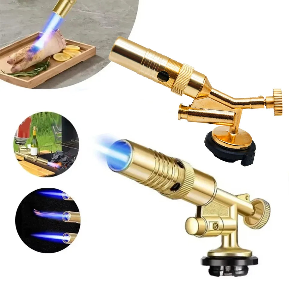 Portable Gold Copper Gas Welding Torch High Temperature Flame BBQ Cooking Brazing Tool for Outdoor Heating And Metal Joining Oasis Select