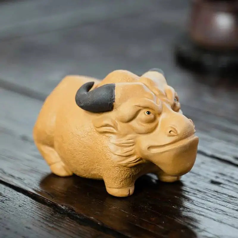 Purple Clay Tea Pet Cow Figurine Handmade Sculpture Little Cow Tea Play Tea Tray Oasis Select