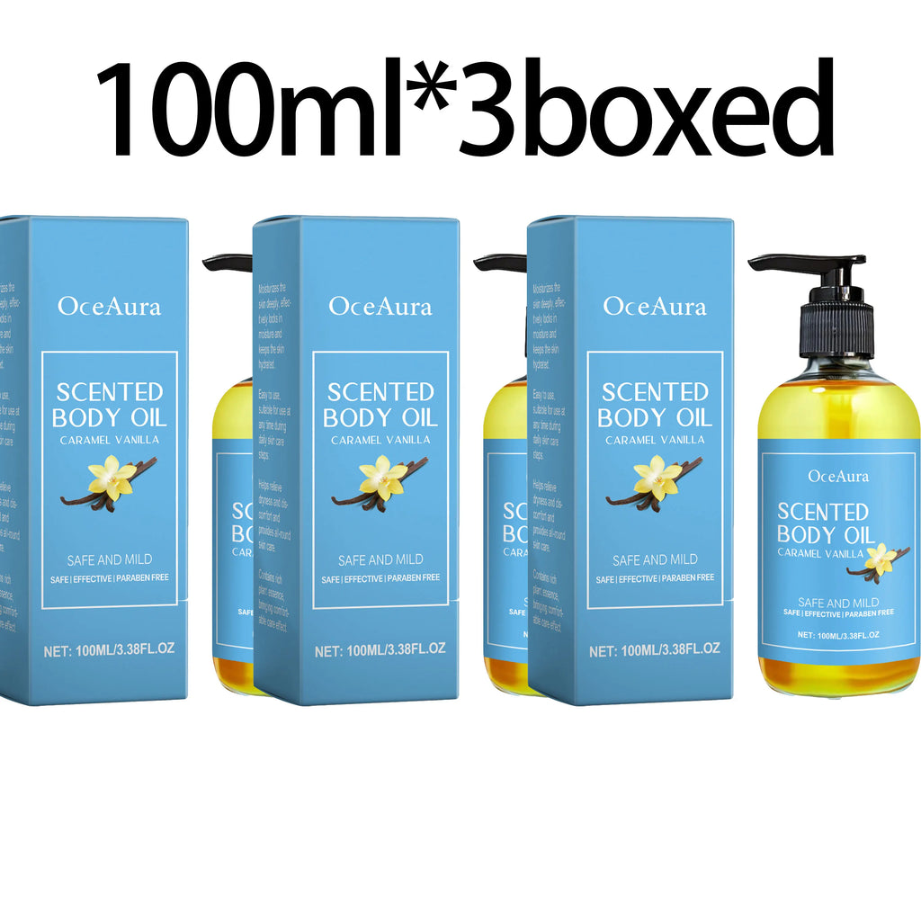 Caramel Vanilla Body Massage Oil Improve Moisturizing Relieve Stress Strengthen Nourishing Muscle Relaxing Body SPA Body Oils Oasis Select 100ml X 3boxed