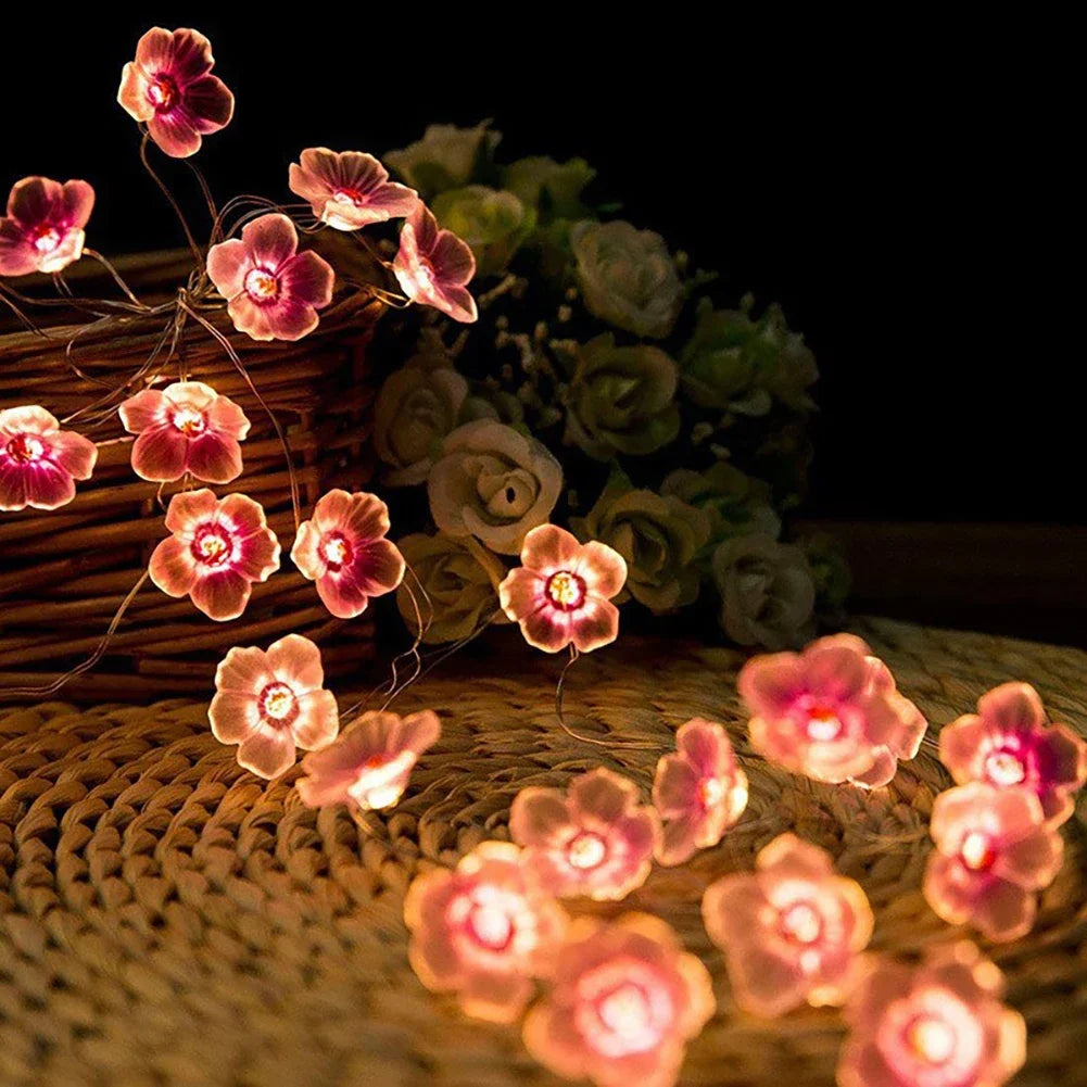 Pink Cherry Blossom LED String Lights | Sakura Fairy Garland
