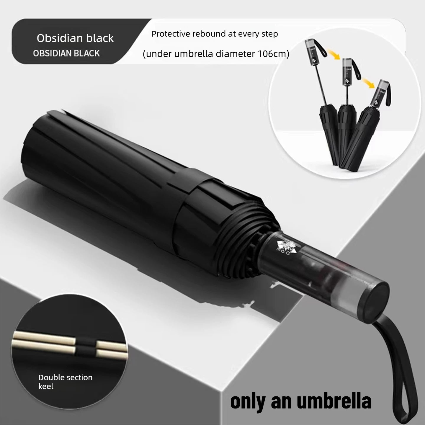 Wind Resistant Automatic Umbrella Foldable Sun Rain Accessory Thickened Durable Design Portable UV Blocking Parasol Oasis Select 72 bone black 12K iron