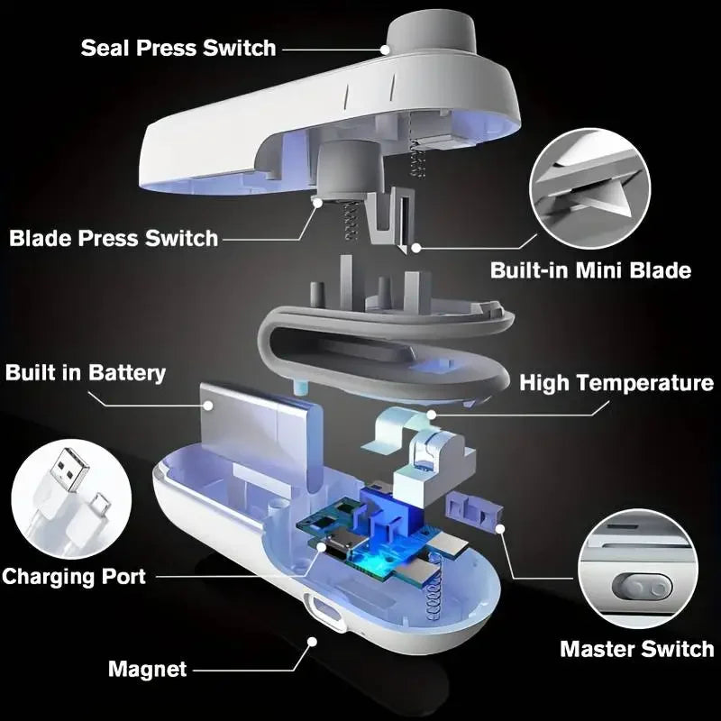 Portable Mini Sealer 2 in 1 Heat Sealer For Snacks Home use rechargeable sealer Vacuum Sealer Snacks plastic bag heat sealer Oasis Select