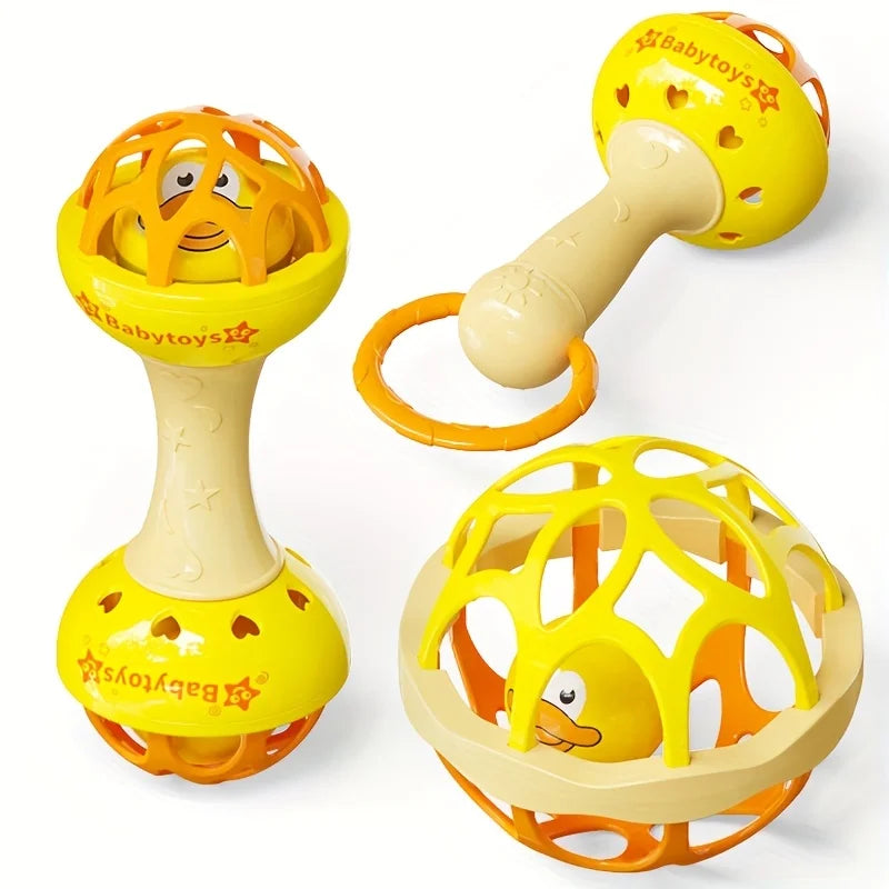 3/1pcs Baby Rattles 0 12 Months Baby Educational Toys Shaker Grab Spin Set Sensory Educational Newborn Gift for Infant Boy Girls Oasis Select 3PCS SET YELLOW