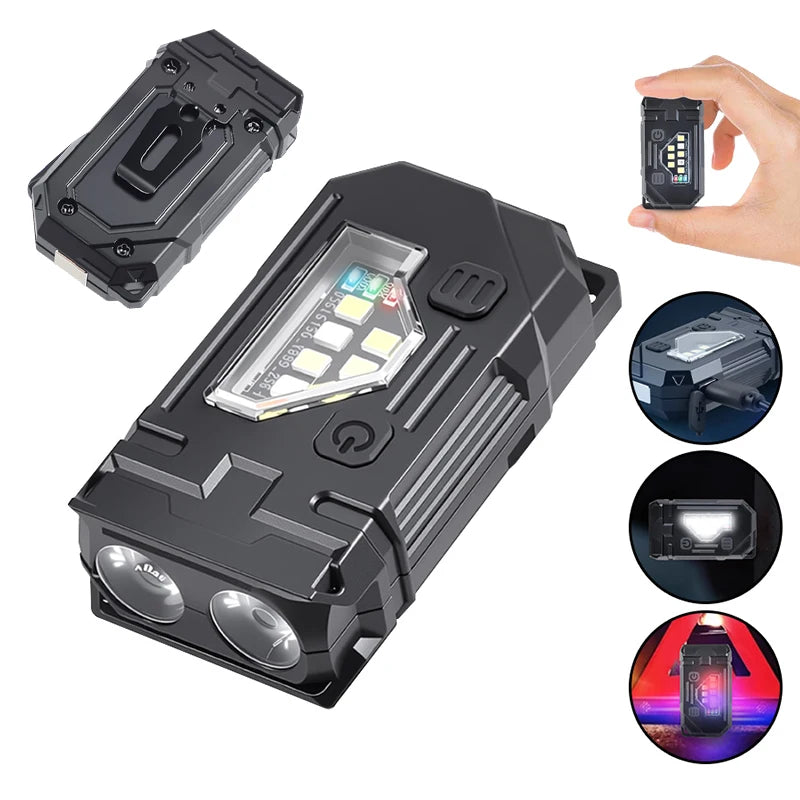 550LM EDC Flashlight USB-C Rechargeable | COB + Red & Blue Modes