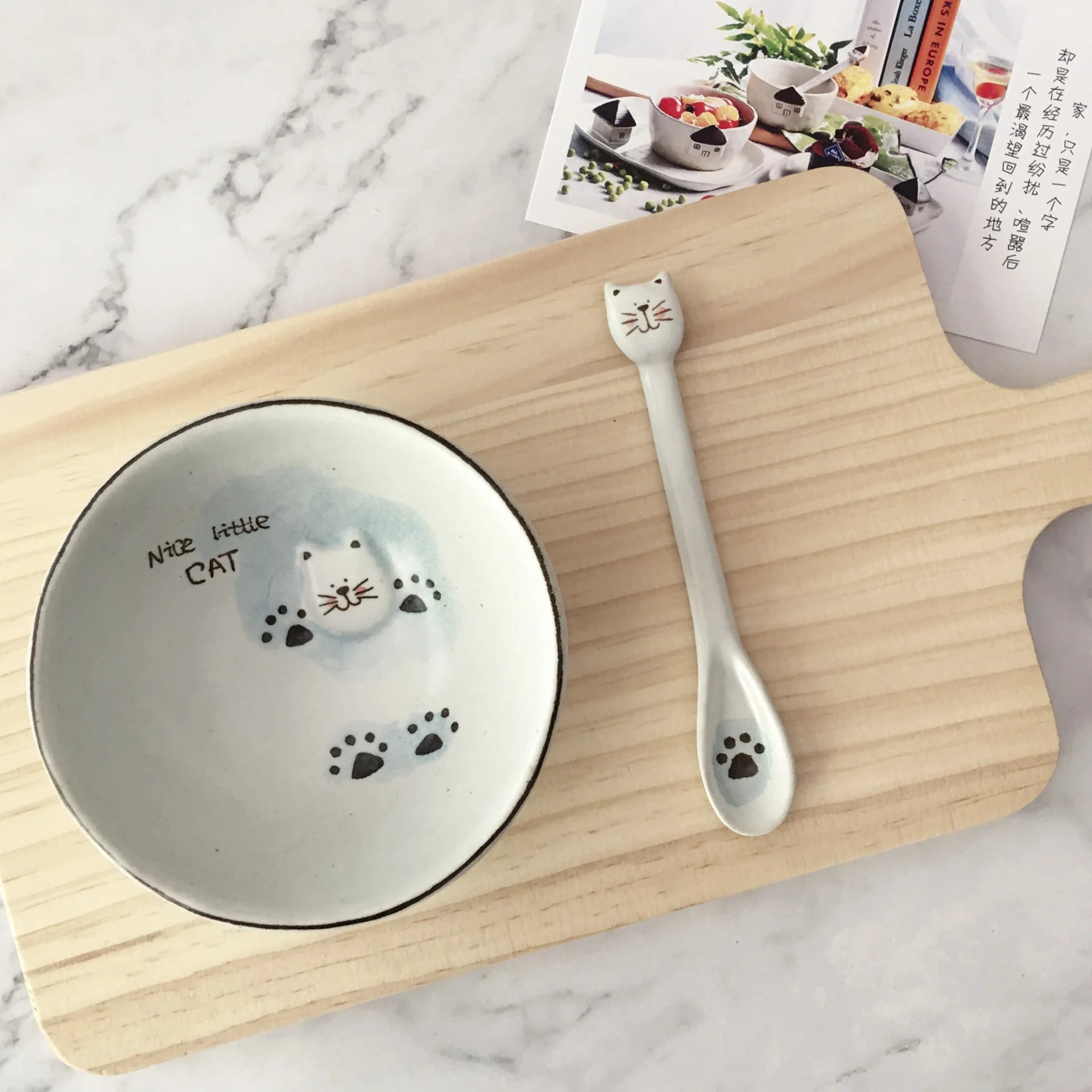 High-temperature Underglaze Ceramic Spoon, Hand-painted Cat Spoon Stirring Spoon, Dessert Spoon, Soup Spoon Oasis Select