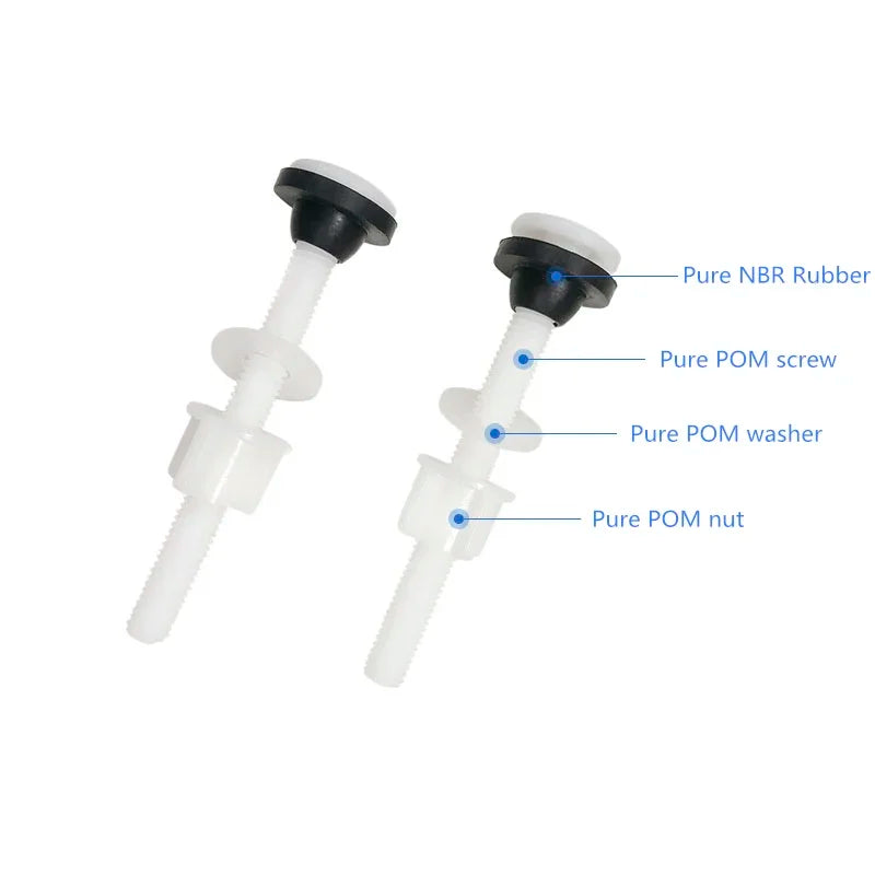 2Pcs/set 100mm Plastic Toilet Seat Bolt Water Tank Hinge Fitting Screws Rubber Washers Toilet Cover Tapping Fixing Replacement Oasis Select