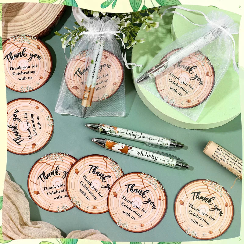 40 Sets Baby Shower Favors Gifts for Guests Include 40 Wild Animal Ballpoint Pens 40 Thank You Greeting Cards 40 Organza Bags Oasis Select