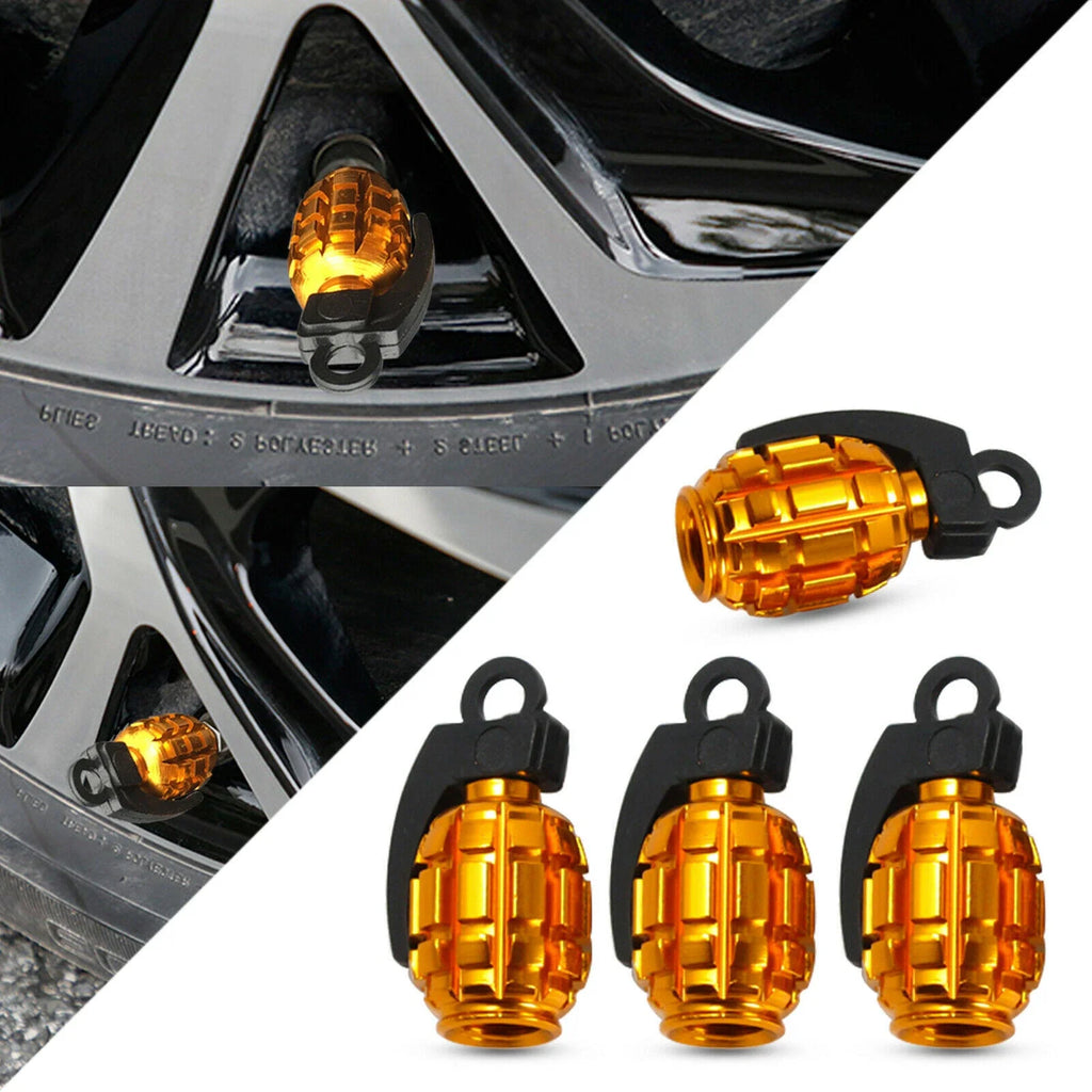 Grenade Tire Valve Caps for Car Motorcycle Bike Aluminum Valve Stem Caps for American Valves Car-styling Parts Accessories Oasis Select