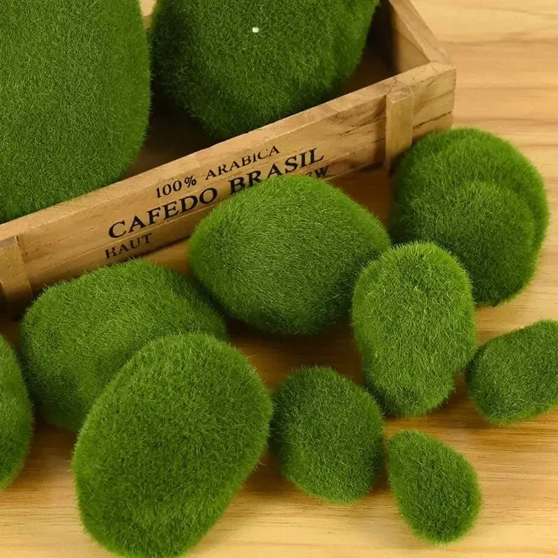 10Pcs Simulation Moss Stone Artificial Moss Rocks Ball Fake Green Plant for Home Garden Flower Pot Decoration Creative Crafts Oasis Select