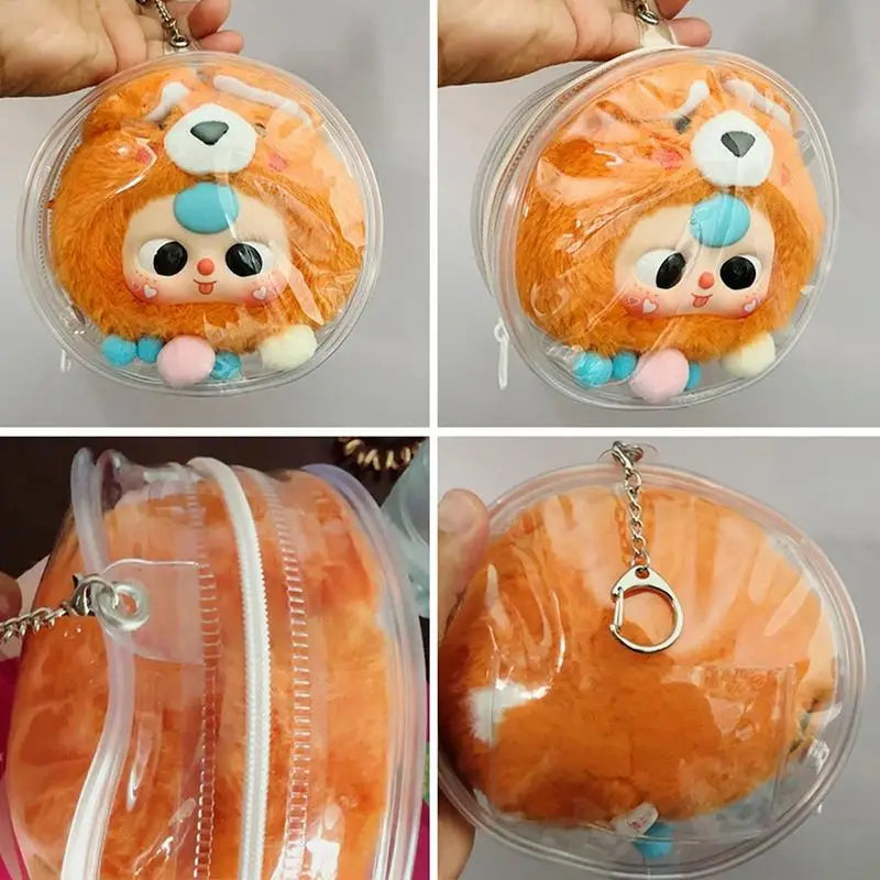 mini Transparent Doll Display Bag Round Doll Carrying Case Dustproof Doll Pouch Figure Storage Box for Showing Off Small Figures Oasis Select