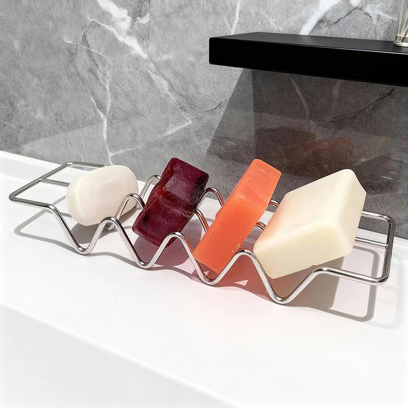 SUSU Stainless Steel Soap Rack Shelf Kitchen Dish Household Draining Countertop Basin Soap Holder Bathroom Accessories Oasis Select