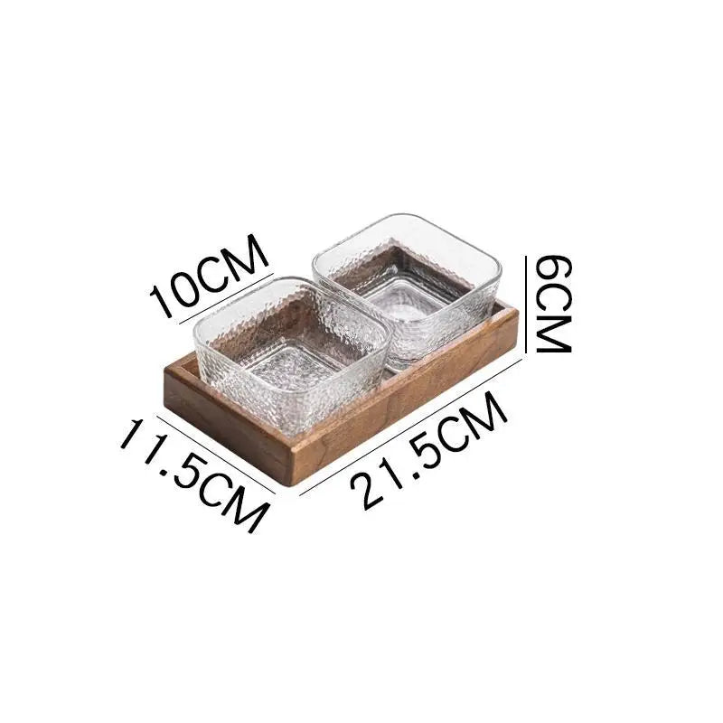 High-grade Solid Wood Glass Fruit Tray Bowl Household Living Room Tea Table Points Snack Candy Dry Fruit Tray Snack Nut Box Oasis Select 2 grids