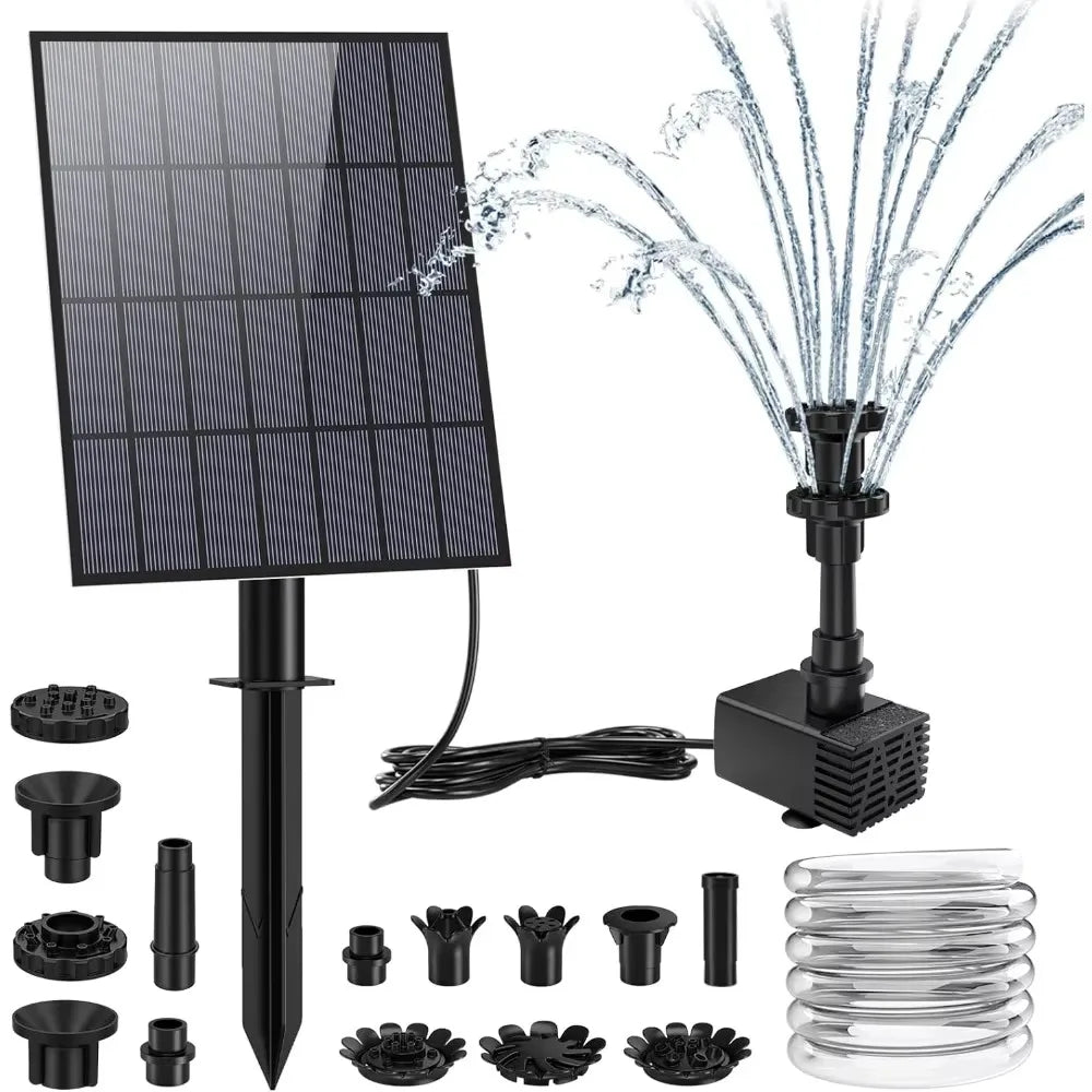 Solar Fountain Pump,DIY 3.5W Water Fountain,with 16 Nozzles Various Water Feature,Rotatable Solar Panel,for Garden/Pond/BirdBath Oasis Select 3.5W-Split