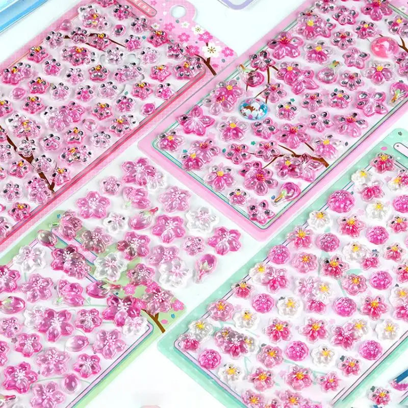 Sweet 3D Cherry Blossom Sticker Romantic Trendy Relief Flower Stickers DIY Scrapbooking Notebook Stationery Decal Decoration Oasis Select