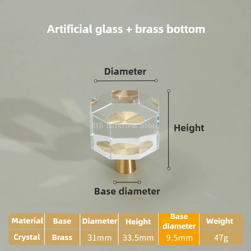 Cupboard Door Handle for Furniture Hardware Solid Brass Crystal Glass Cabinet Pull Kitchen Storage Door Handles Drawer Knobs Oasis Select B star anise 1Pcs