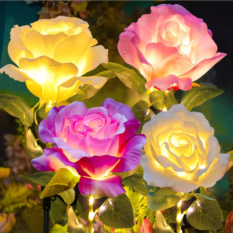 LED Solar Rose Lamp Ground Socket Lamp Outdoor Waterproof Garden Lawn Solar Lamp Outdoor Solar Lights Oasis Select