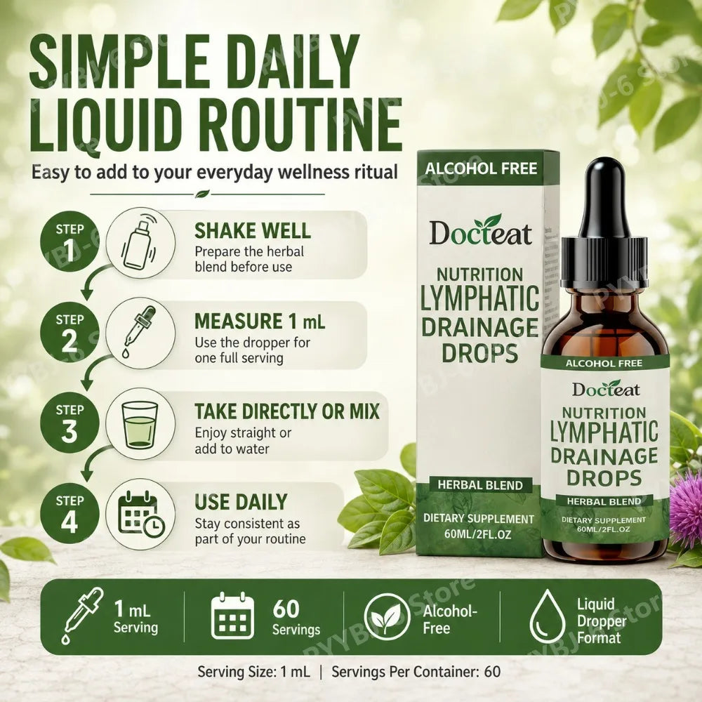 Docteat Lymphatic Drops 60ml | Vitamin B12, Zinc & Dandelion Root Herbal Liquid Supplement Oasis Select
