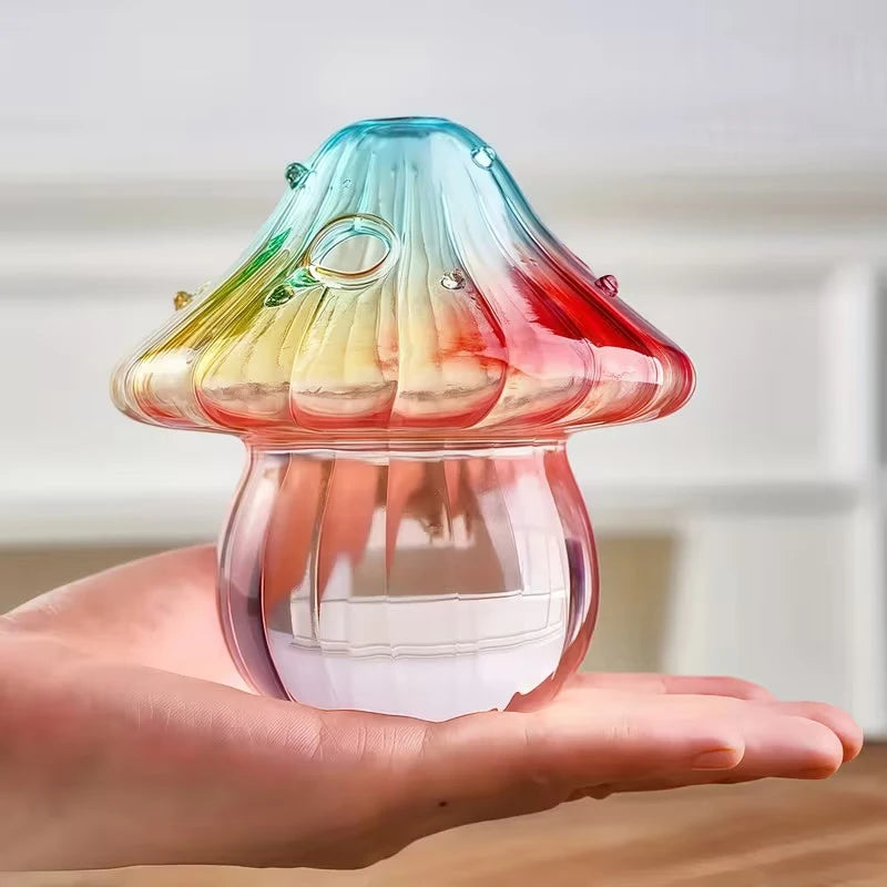 Colourful Glass Mushroom Vase For Plant Display Home Decor Table Centerpiece Hydroponic Aromatherapy Vase Desktop Art Decoration Oasis Select