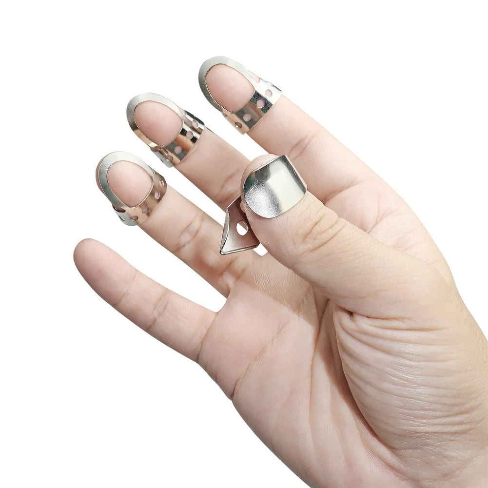 4pcs Finger Picks Tone Deaf Music Metal Fingerstyle Picks Guitar Pick For Banjo Dobro Resonator Acoustic Guitar Accessories Oasis Select