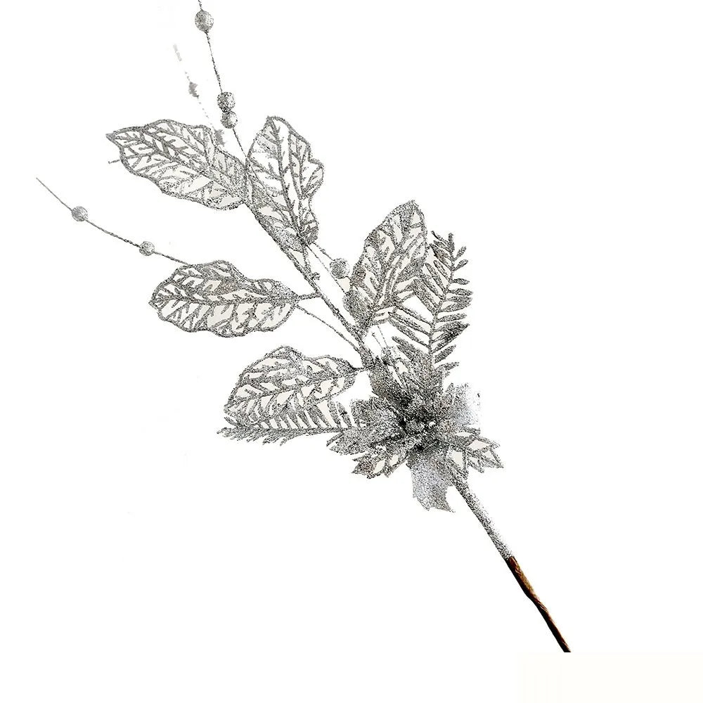 Gold Glitter Christmas Berry Branch Picks – Set of 10 Xmas Decor Christmas Tree Pick Oasis Select Silver One Size