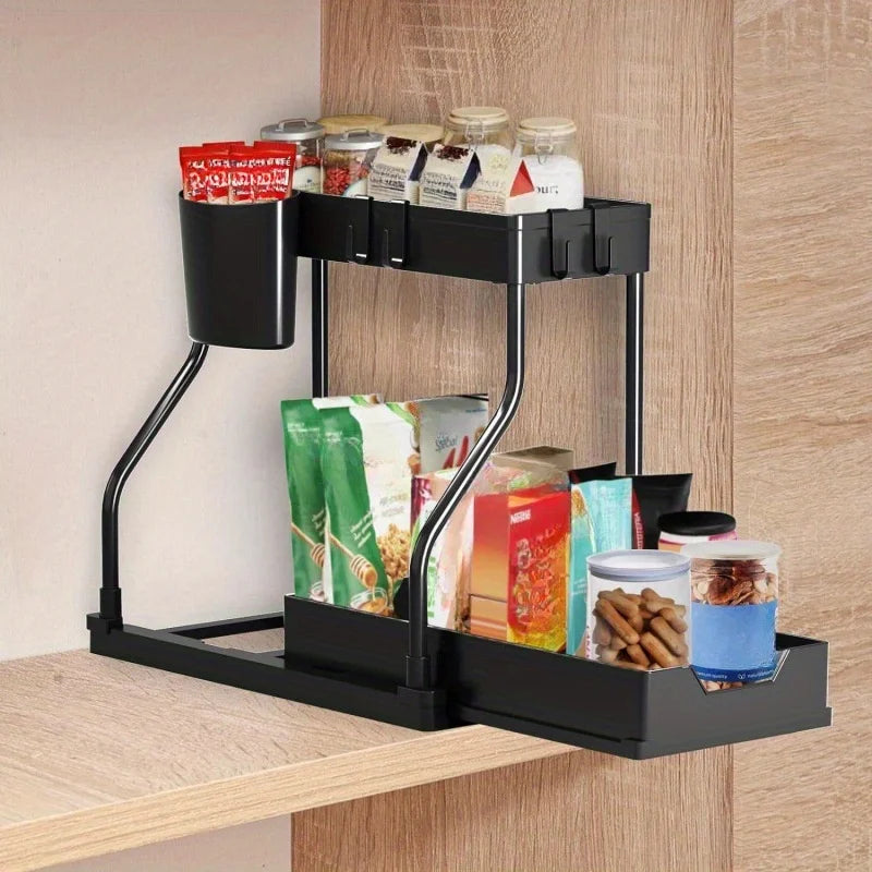 Multi-layer Pull-out Finishing Seasoning Household Kitchen Rack Bathroom Sink Layered Sundries Storage Rack Oasis Select