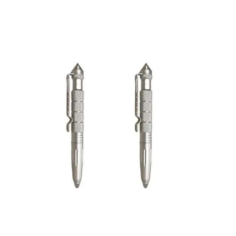 1/2pcs High Quality Metal Military Tactical Pen School Student Ballpoint Pens Emergency Glass Breaker Self Defense Supplies Oasis Select 2pcs silver