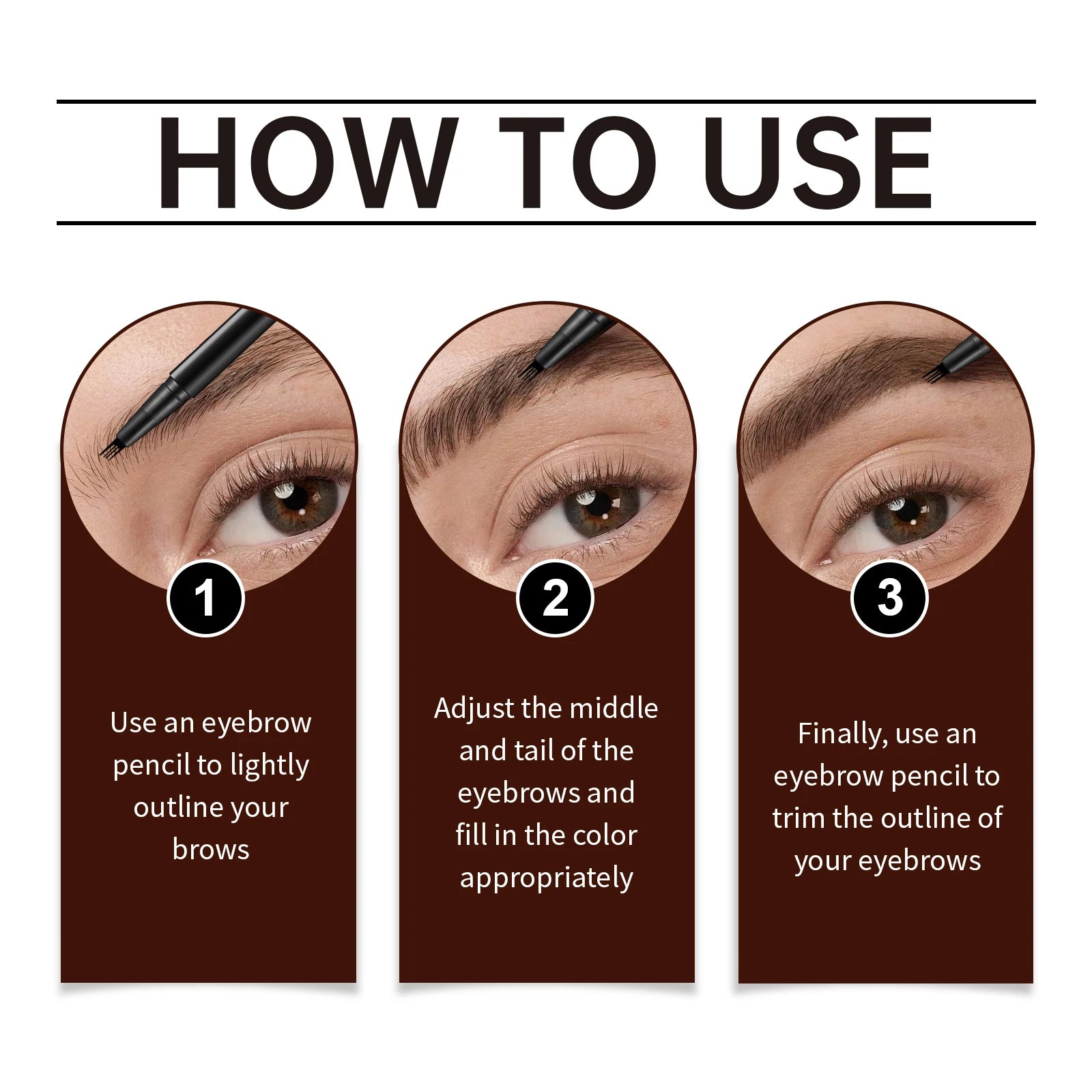 Eelhope 4-Pronged Eyebrow Pencil – Waterproof 3D Natural Look Eyebrow Pencil Oasis Select