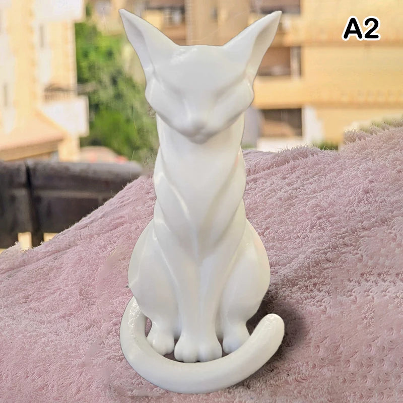 Elegant Cat Sculpture With Stripes Cat Figurine Indoor/Outdoor Home Decor Charming Cat Statue Desks Bookshelves Ornament Oasis Select A2