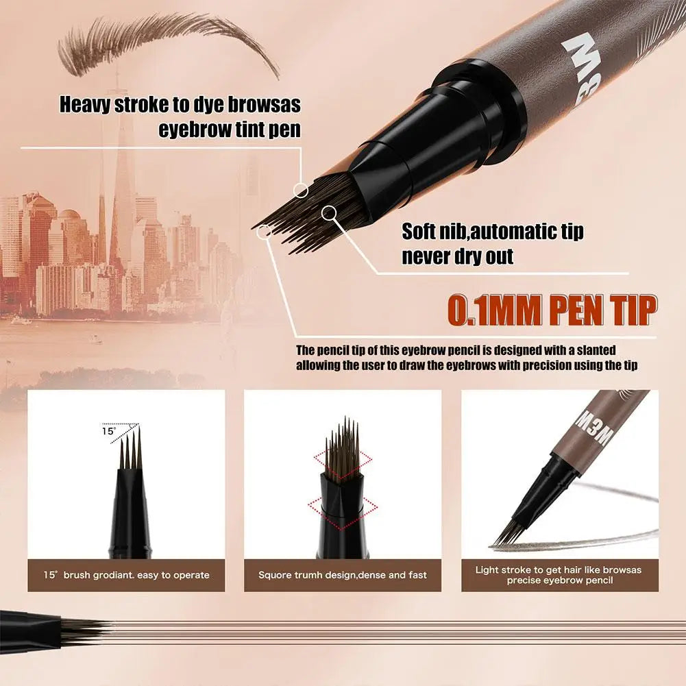 Hair Like 4D Micro Sculpting Eyebrow Pencil Dual Ended Multiple Prong Long Lasting Non Smudged Eyeliner Makeup Oasis Select