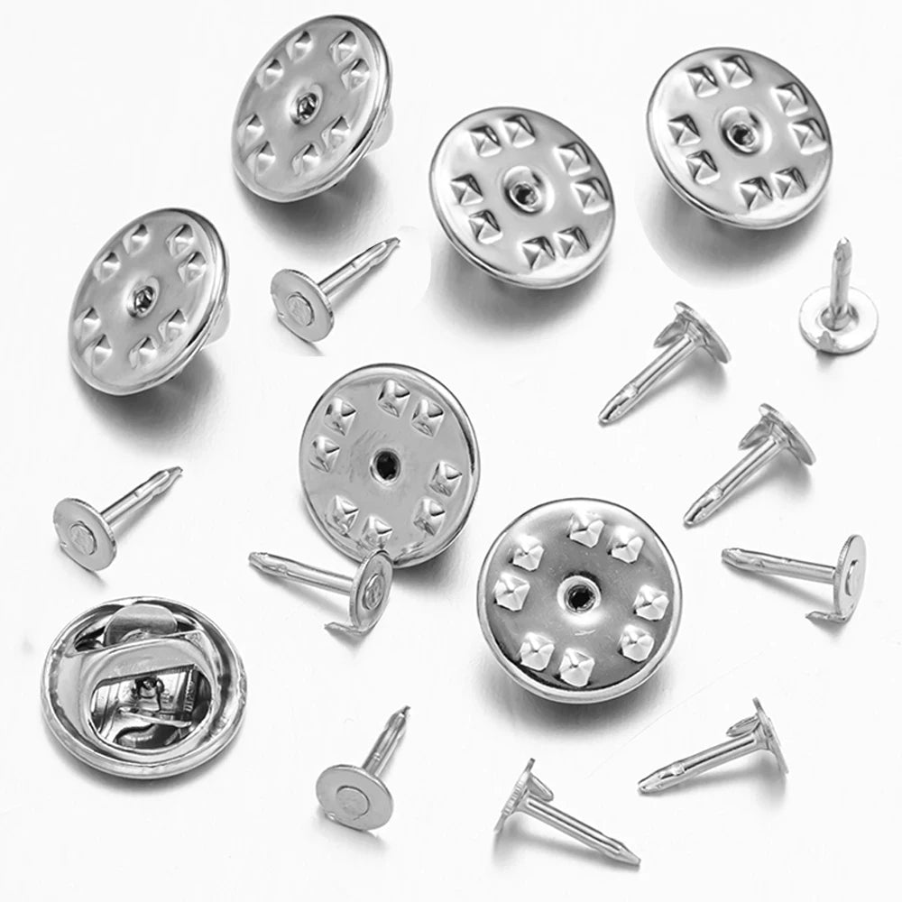 100pcs/Lot Metal Brooch Base Pin Back Squeeze Badge Holder Butterfly Clasp For DIY Handmade Jewelry Making Crafts Accessories Oasis Select