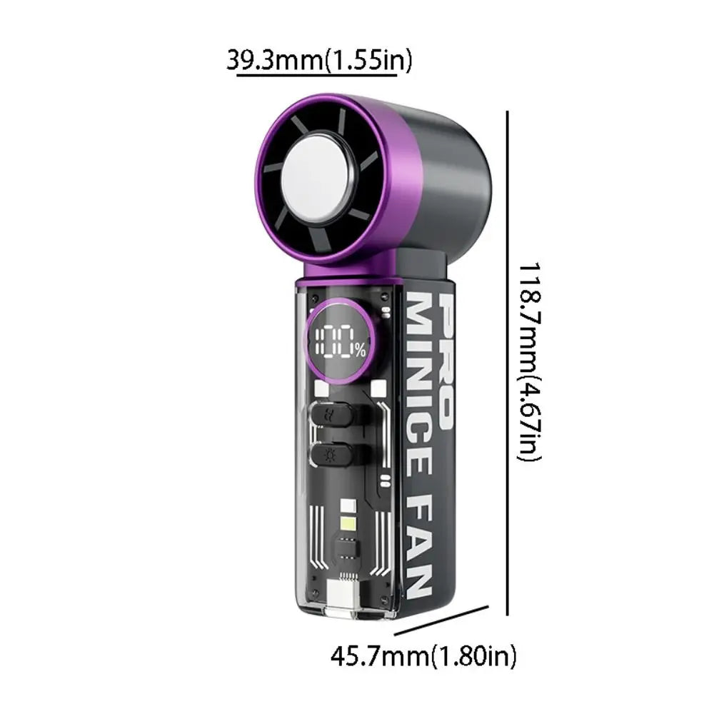 Lightweight Design Portable Handheld Fan Digital Display Ice Compress Rechargeable USB Fan Transparent Design Handheld Turbo Fan Oasis Select