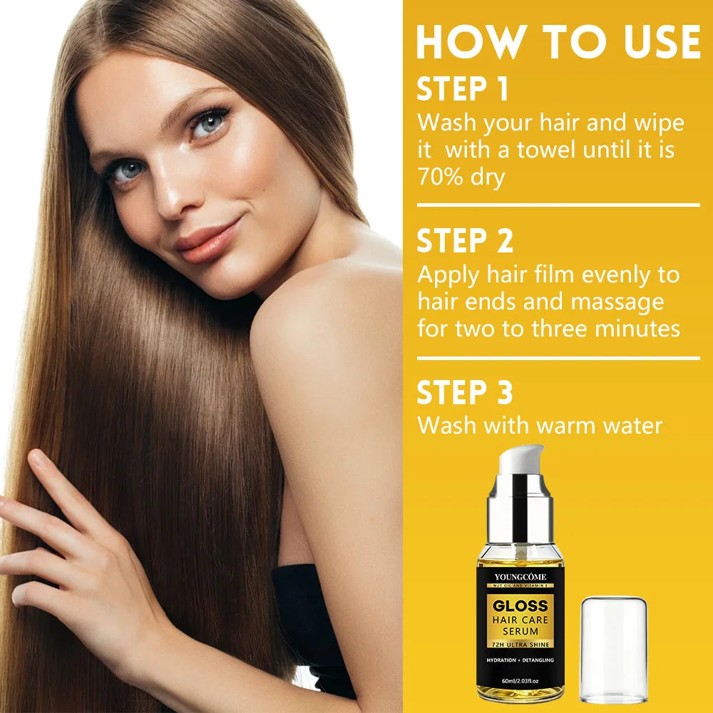 YOUNGCOME Nut Oil & Vitamin E Hair Serum | 72H Shine & Frizz Control Leave-In Hair Serum Oasis Select