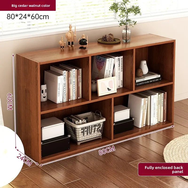 Bookshelf Bookcase Floor Shelf Home Living Room Study Combination Locker Bedroom Low Cabinet Oasis Select Walnut 80-24-60