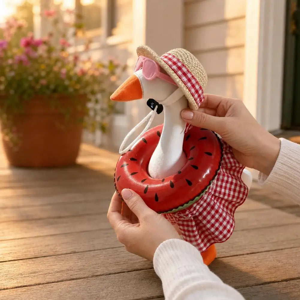 9cm Desk Goose Skirt Set Beach Vacation Theme Set Cute Summer Outfits for Small Goose Figurine Decoration Oasis Select