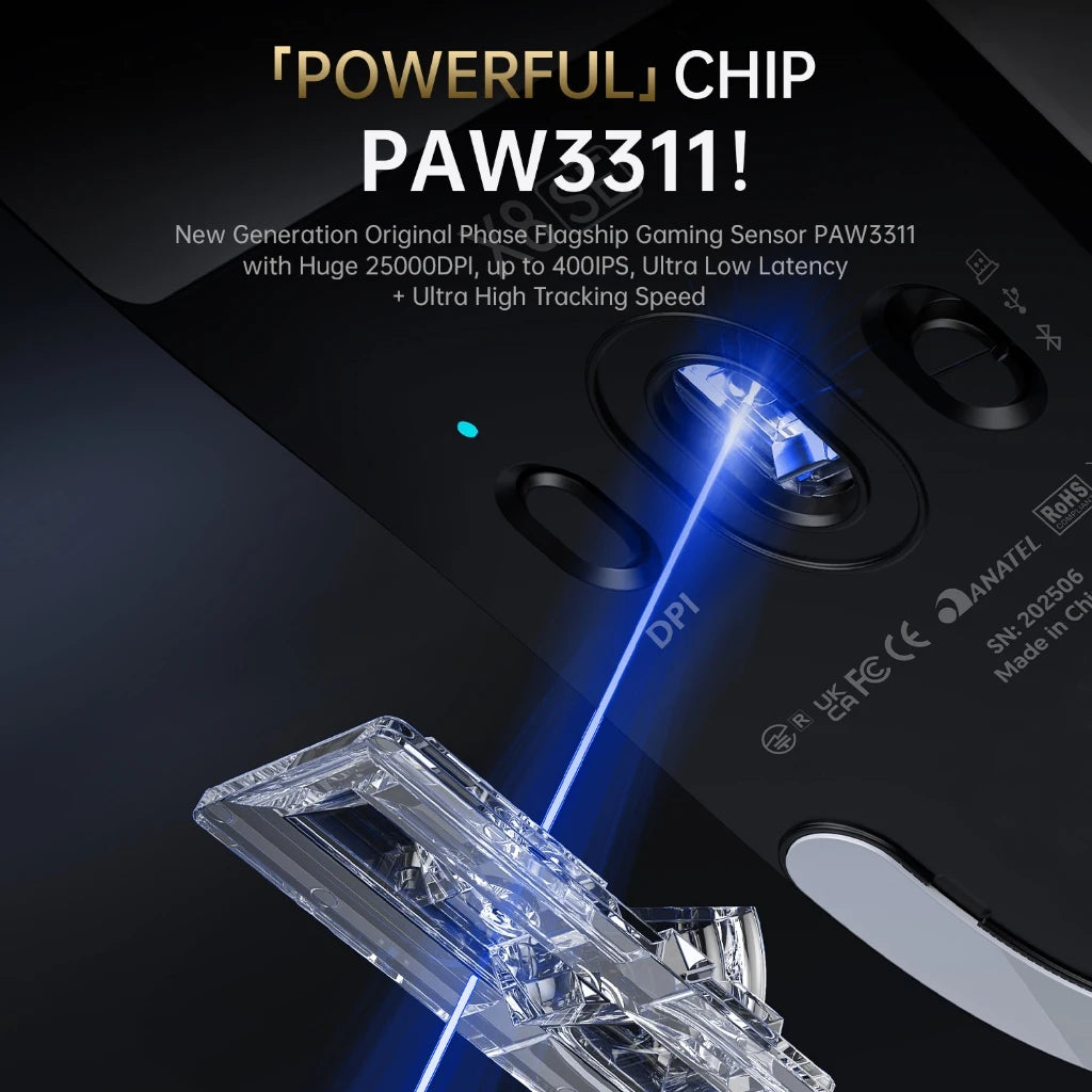 Attack Shark X8 SE Wireless Gaming Mouse | 55g Ultra-Light | 1KHz Wired/Wireless | PAW3311 25K DPI | Tri-Mode | 80M Clicks Oasis Select