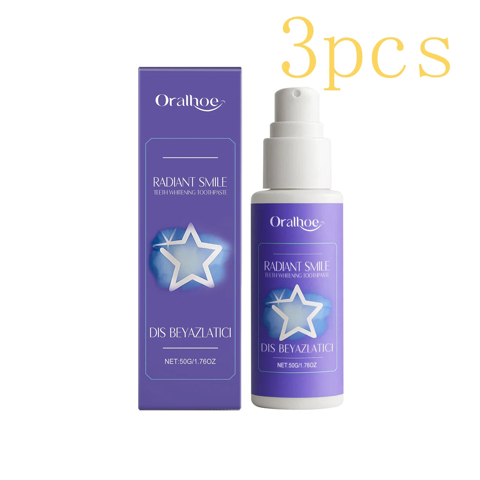 Purple toothpaste, daily cleaning for yellow teeth, stains, tartar & bad breath, fresh breath oral care toothpaste. Oasis Select 3pcs