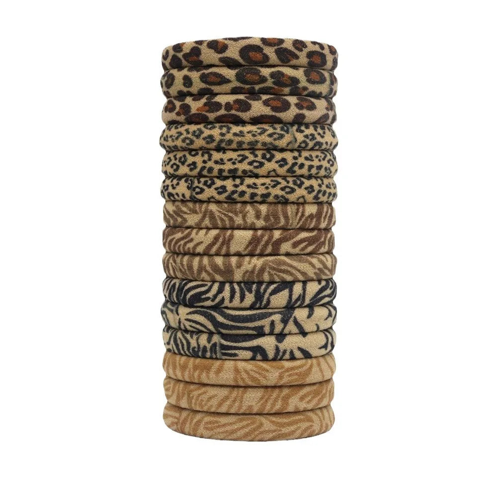 50pcs Seamless Elastic Hair Ties No Damage Ponytail Holders Leopard Animal Print Bands for Women Girls Thin Thick Hair Accessory Oasis Select F