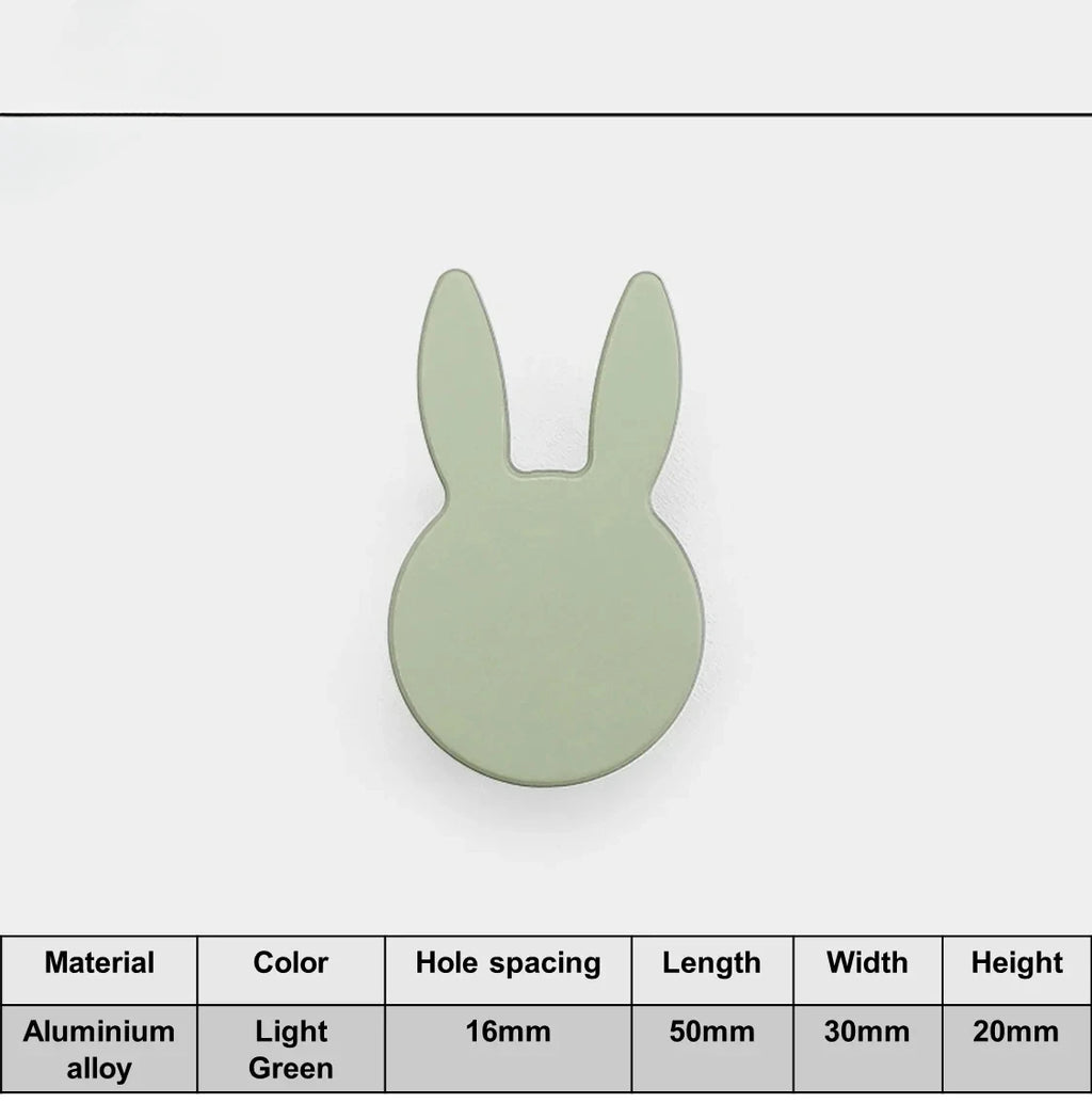 Love Rabbit Cartoon Children's Room Handle Color Matching Cabinet Door Handle Kitchen Cabinet Shoe Cabinet Wardrobe Door Handle Oasis Select Light Green 50mm