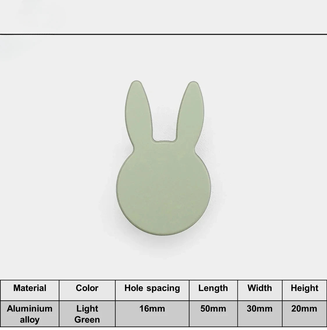Love Rabbit Cartoon Children's Room Handle Color Matching Cabinet Door Handle Kitchen Cabinet Shoe Cabinet Wardrobe Door Handle Oasis Select Light Green 50mm