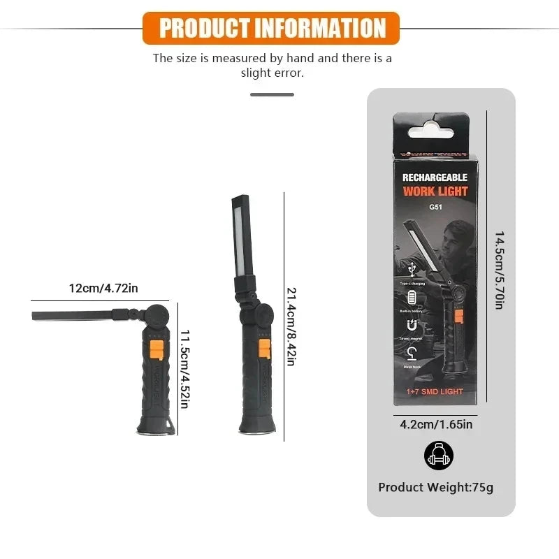KDULIT Folding Magnetic LED Work Light | Rechargeable Camping