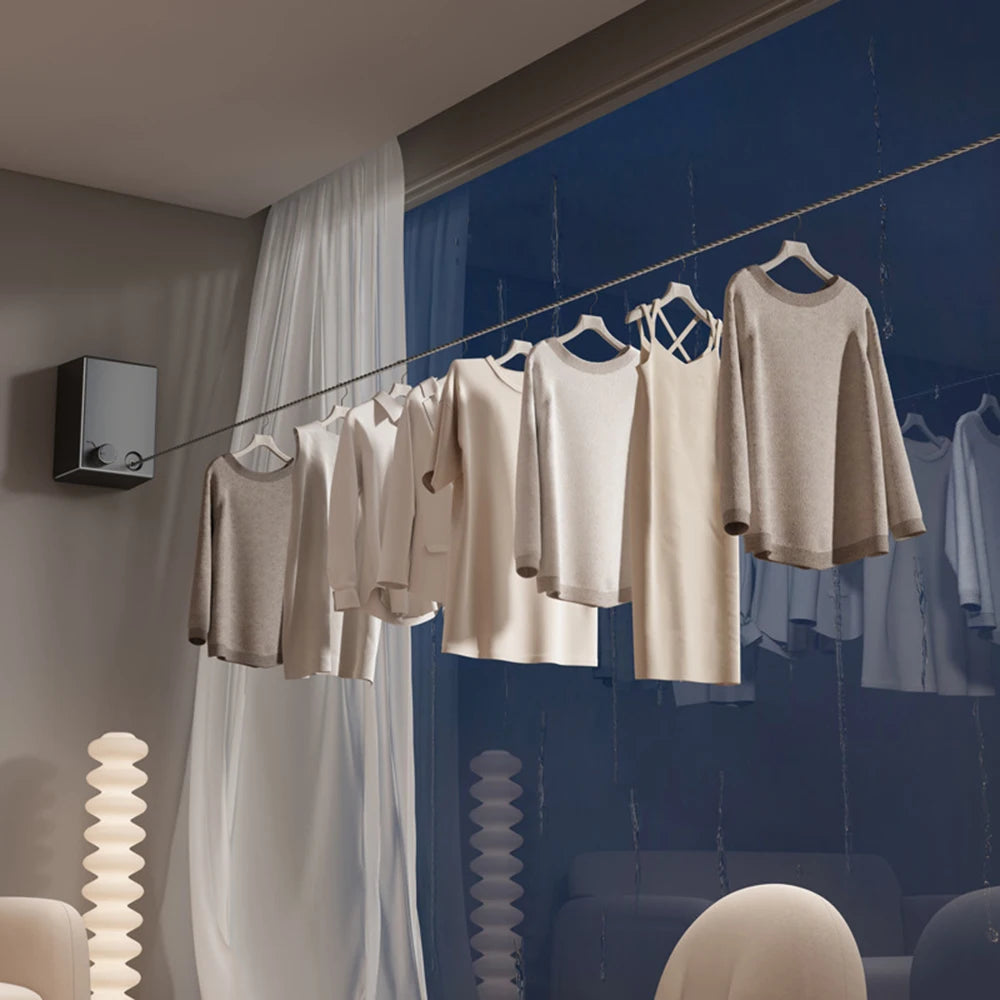 Retractable Clothesline Stainless Seel Pull-Out Clothes-Drying Machine Rope Space-Saving Clothes Drying Rack For Household Oasis Select