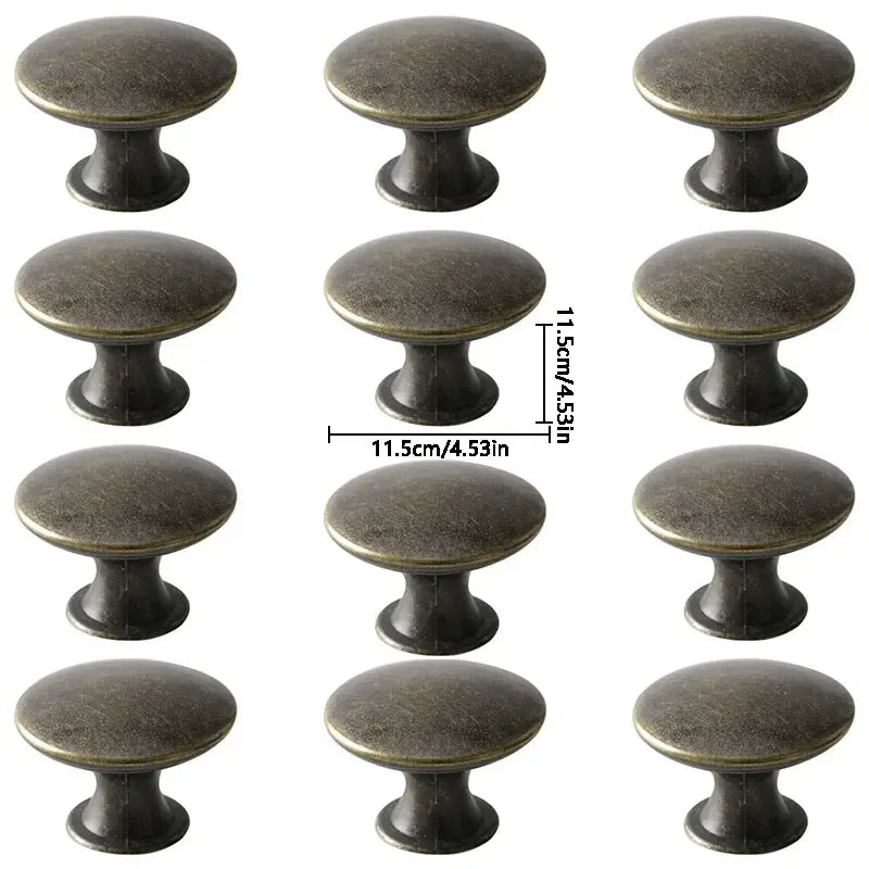 12Pcs Round Door Knobs Cabinet Handles Cupboard Drawer Kitchen Bathroom Fashion Furniture Hardware Accessories Oasis Select coppery