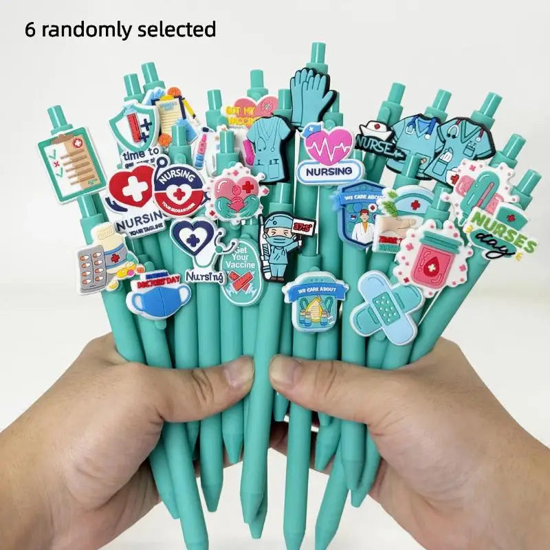 6/10Pcs Medical Record Pens Nurse Doctor Writing Gel Pens Nurses Day Gift Student Retractable Ballpoint Pen Oasis Select A3