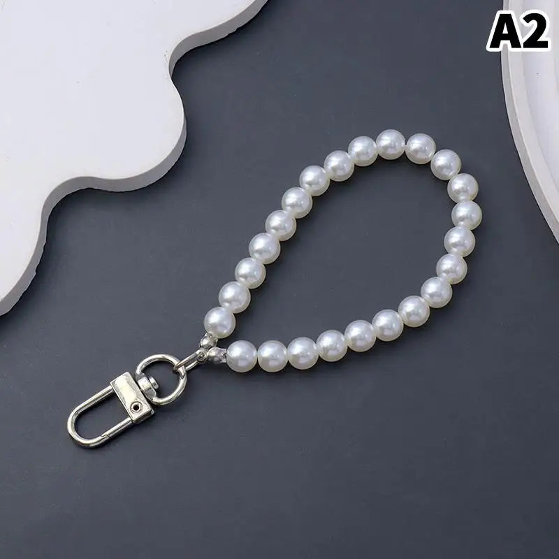 Simulated Pearl Keychain – Beaded Bag Charm & Phone Pendant