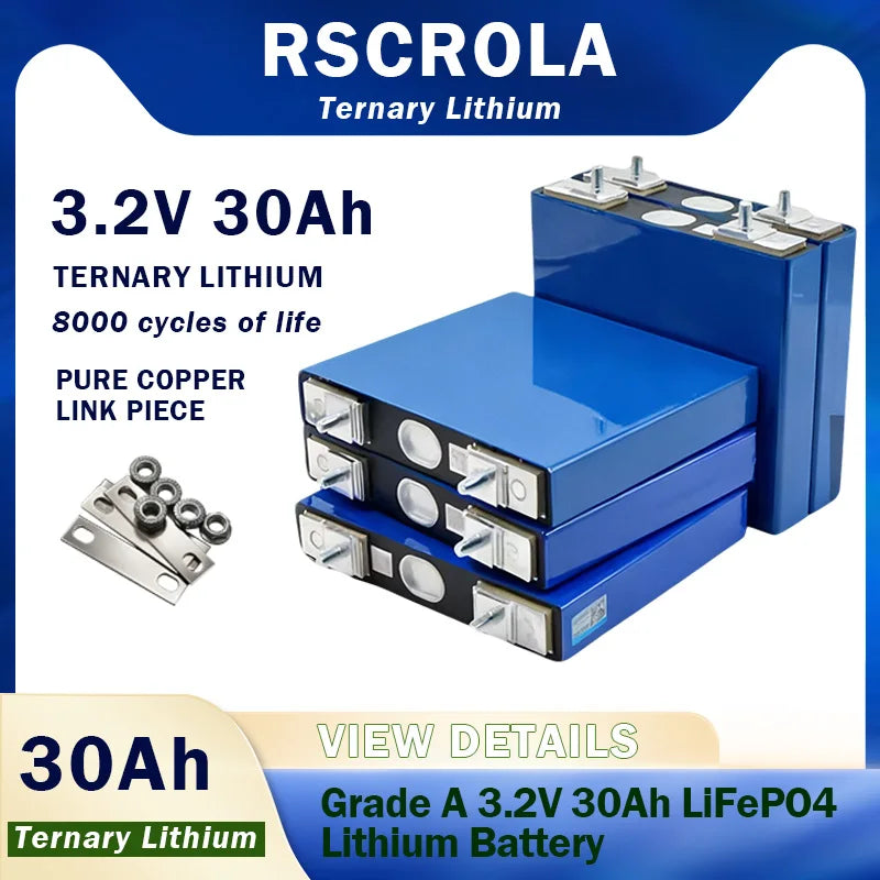 3.2V 32Ah LiFePO4 Rechargeable Battery, 5C Discharge – DIY 12V/24V/48V for E-boat, Motorcycle, Tricycle, Power Tool, Solar Light Oasis Select