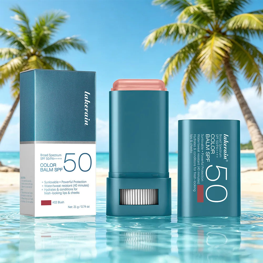 SPF 50 Sun Color Blush Balm Lip & Cheek Tint Hydrating Water Resistant Long Lasting Buildable Blush Natural Makeup Oasis Select