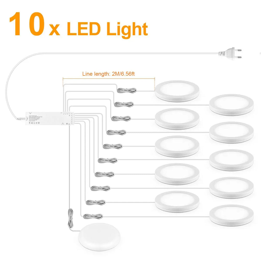 1-10pcs Ceiling Panel Lights with Dimmable Touch Sensor Swtich,5W Puck Light For Cabinet Study Desk Storage Shelf Night Lighting Oasis Select 10x LED Panel Light Warm White