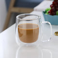 150/250/350ML Heat Resistant Double Wall Glass Coffee Cup with Handle Cappuccino Latte Breakfast Tea Milk Water Clear Cups Gift Oasis Select 250ml 301-400ml